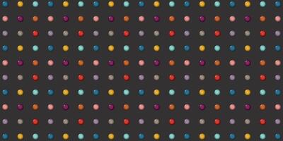 Abstract 3D colorful circle buttons pattern retro style on black rectangle background graphic illustration. vector