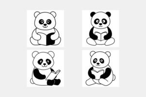 Cute animals read books set illustration. Cartoon funny characters holding open books and coffee cup, smart deer raccoon hedgehog fox squirrel panda wolf monkey rabbit mouse reading literature vector