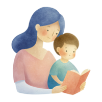 aigenerated mother and child reading book png