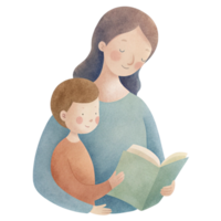 aigenerated mother and child reading book png