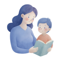 aigenerated mother and child reading book png