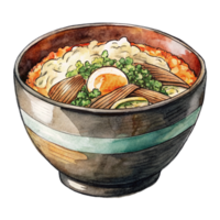 aigenerated a bowl of noodles with vegetables and eggs png