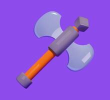 3D Battle Axe with Wooden Handle vector