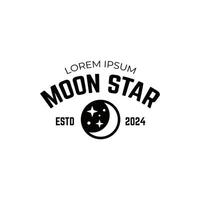 logo a silhouette image of a crescent moon with stars. vector