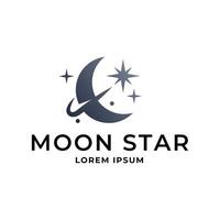 logo a silhouette image of a crescent moon with stars. vector