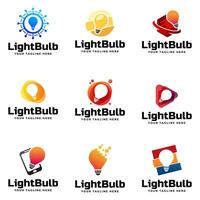 Set of Light bulb logo template. Electrical design. vector