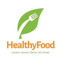 healthy food logo design with leaf elements. Organic food design vector
