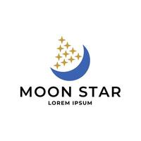 logo a silhouette image of a crescent moon with stars. vector