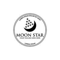 logo a silhouette image of a crescent moon with stars. vector