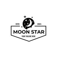 logo a silhouette image of a crescent moon with stars. vector