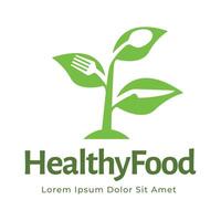 healthy food logo design with leaf elements. Organic food design vector