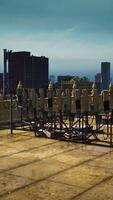 Capture the mesmerizing metropolis as seen from a rooftop video