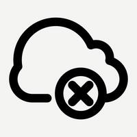 Internet disconnected icon, cloud server illustration in black line style suitable for cloud computing, disconnected files, websites, application buttons, and presentations about technology. vector
