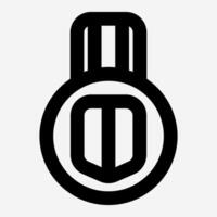 Badge Icon, certified medal icon in black line style suitable for design elements, presentations and template designs. vector