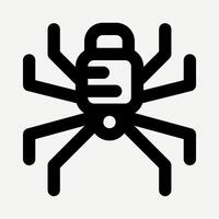 Spider icon in black line style suitable for bug extermination, pesticide, and presentation icons vector