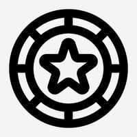 Star icon, victory rating medal and quality badge in black simple line style suitable for presentations, design elements, presentations, templates, website and application buttons. vector