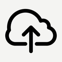 Upload icon, cloud upload symbol in black line style suitable for cloud computing, uploading files, websites, application buttons, and presentations about technology. vector