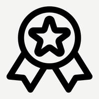 Approval icon, certified star medal illustration suitable in line style for proof of Approval check, winning awards, prizes, user interface design, presentation design elements, app and web buttons. vector