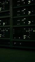 data center with multiple rows of fully operational server racks video