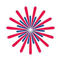A red, blue and white firework with a blue and red line in the middle. The firework is in the center of the image vector