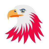 A cartoon eagle with red and white feathers. The eagle has a fierce look on its face. The feathers are very detailed and the colors are vibrant vector