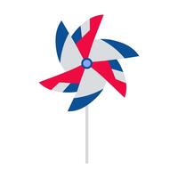 A windmill with a blue, red, and white color scheme vector