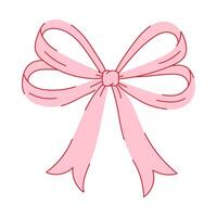 A pink ribbon is drawn with a red bow. The ribbon is long and has a red bow tied to it vector
