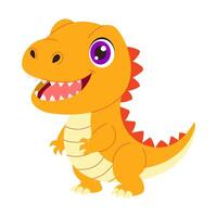 A cartoon dinosaur with a big smile on its face. The dinosaur is orange and has a purple tongue vector