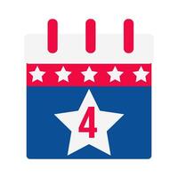 independence day calendar with a red, white and blue background and a star vector