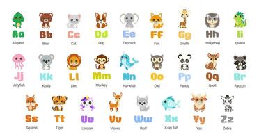 A bunch of animals are shown in alphabetical order vector