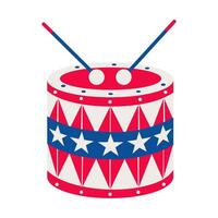 A red, white and blue drum with stars and a red and blue stripe vector