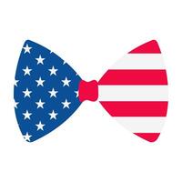 A bow tie with the American flag on it. The flag is red, white, and blue vector