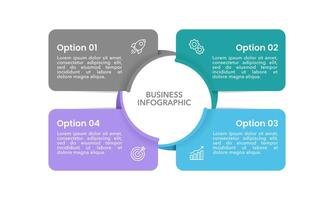 4 Process infographic design template. Diagram, Workflow, Annual report, Business presentation, and Organization. vector