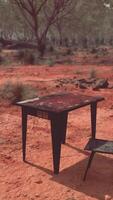 old ruster metal table in desert video