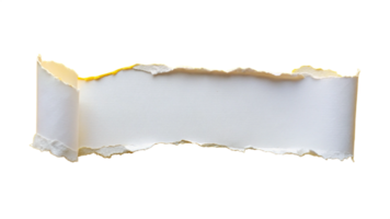 White Torn ripper paper sheet Texture isolated on transparent background png