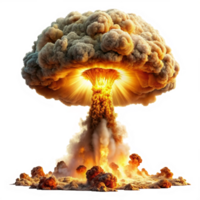 Nuclear atom explosions mushroom cloud isolated on transparent background png