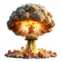 Nuclear atom explosions mushroom cloud isolated on transparent background png