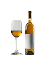 Isolated wine bottle with wine glass on transparent background png