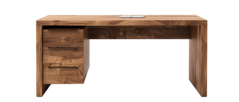 Isolated wooden desk with drawer against transparent background png