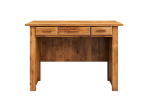 Isolated wooden desk with drawer against transparent background png