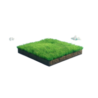 Isometric empty grass field with sky and clouds png