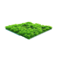 Isometric empty grass field with sky and clouds png