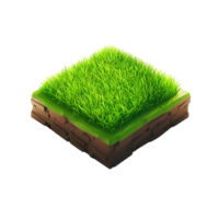 Isometric empty grass field with sky and clouds png