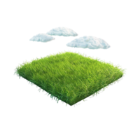 Isometric empty grass field with sky and clouds png