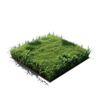 Isometric empty grass field with sky and clouds png