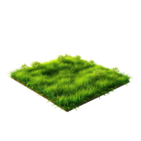 Isometric empty grass field with sky and clouds png