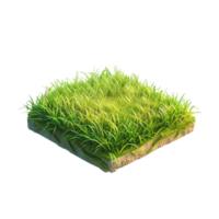 Isometric empty grass field with sky and clouds png