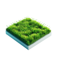 Isometric empty grass field with sky and clouds png