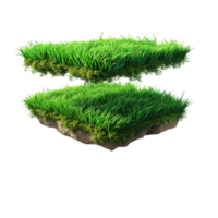 Isometric empty grass field with sky and clouds png