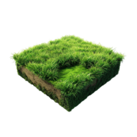 Isometric empty grass field with sky and clouds png
